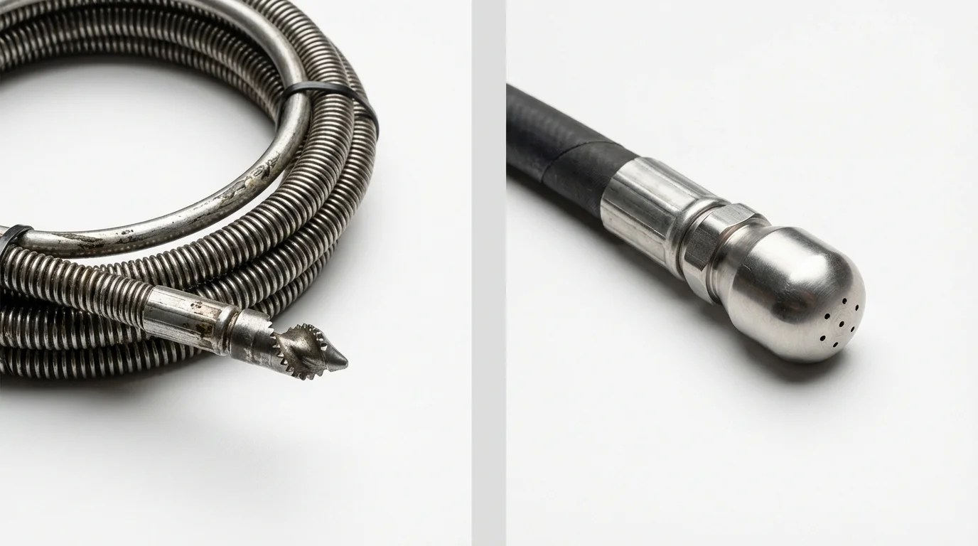 Drain snake cable and hydro jetting nozzle used for drain cleaning in Sewanee, TN