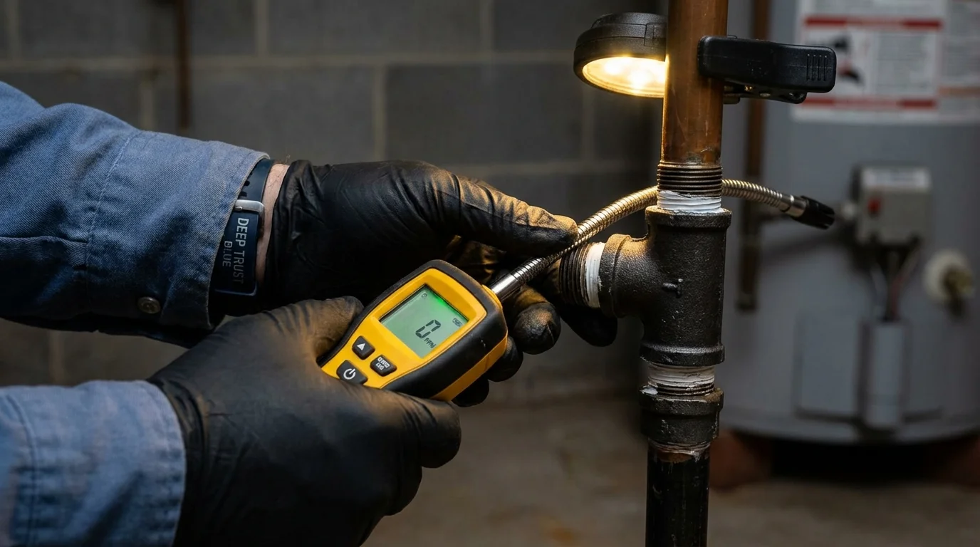 Gas leak detection with electronic sniffer by Johns Plumbing LLC in Sewanee
